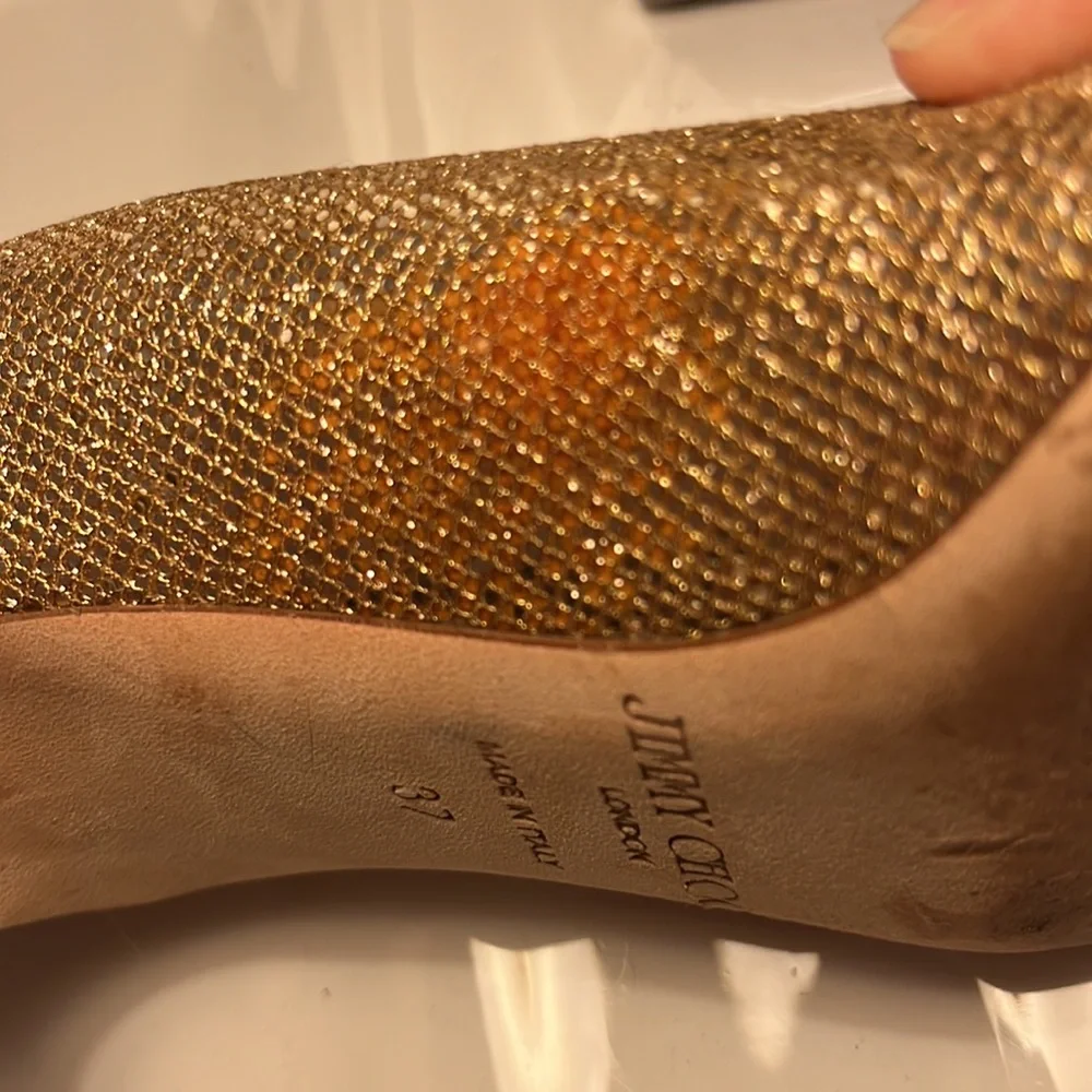 Jimmy Choo Golden Peep Toe Heel 37